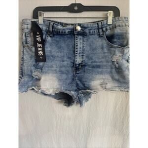 VIP Jeans Stretch Denim Bootie Shorts Sz 17/18 Ripped